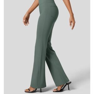 Halara Duck Green High-Waisted Flare Pants XS Petite Stretch Yoga Work